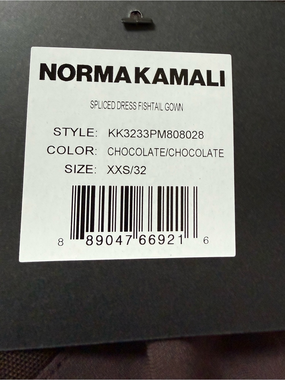 NWT Norma Kamali Spliced Mesh Fishtail Gown Chocolate XXS- price drop! - Picture 9 of 9